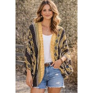 Altar’d State Paisley Open Kimono Batwing Festival Boho Coverup Women's Sz S C17